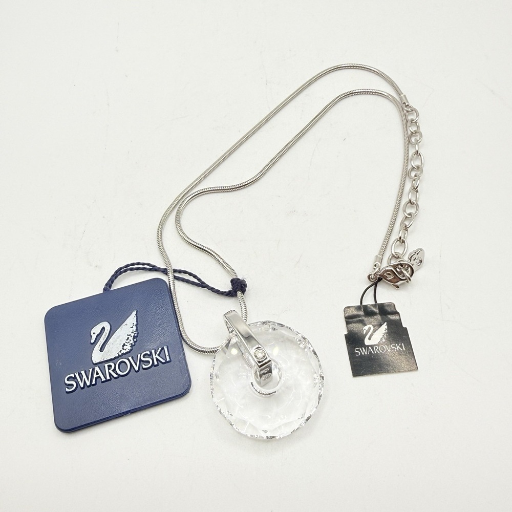 SWAROVSKI Big Faceted Crystal Pendant Necklace NWT 17" Long